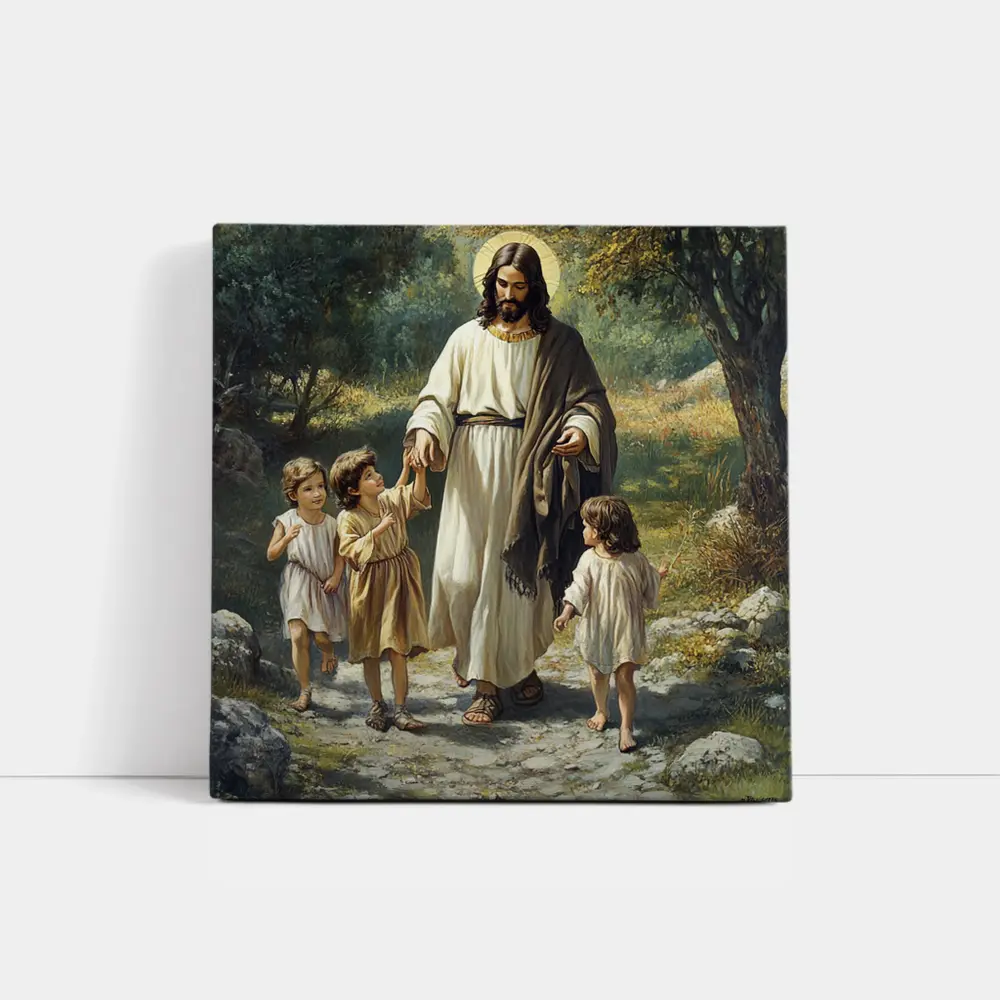 Jesus Walking With Children In Nature – Wall Art