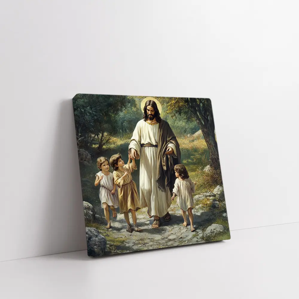 Jesus Walking With Children In Nature – Wall Art