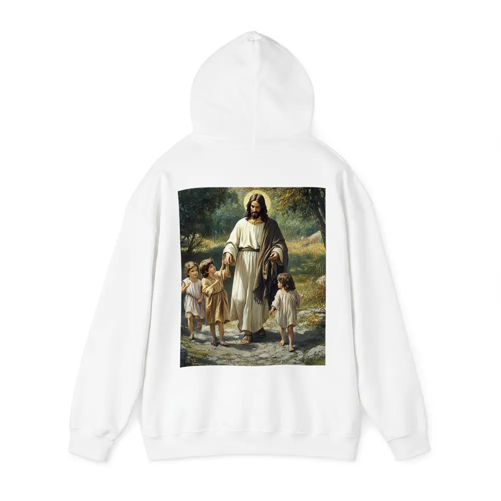 Jesus Walking With Children In Nature – Hoodies