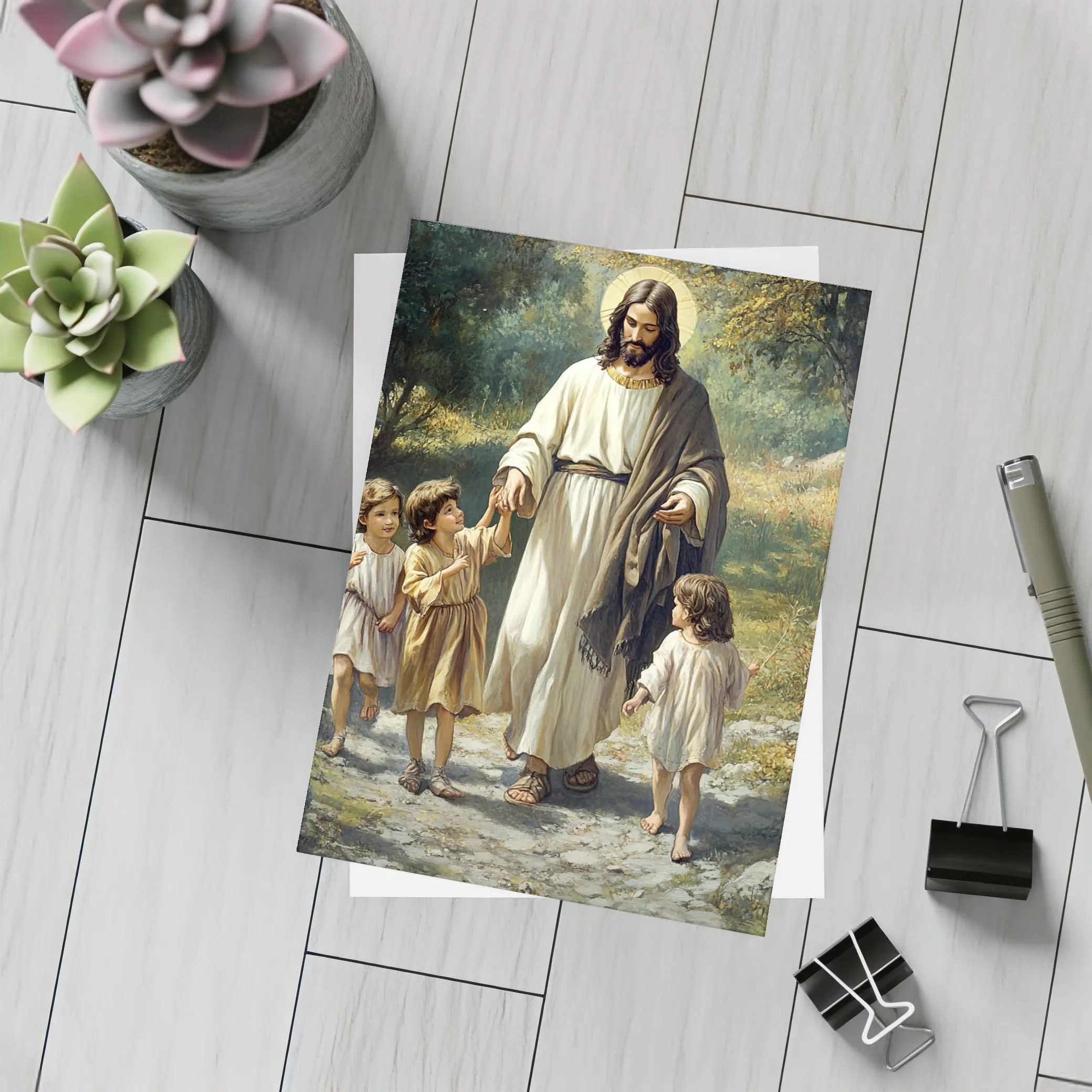 Jesus Walking With Children In Nature – Postcards
