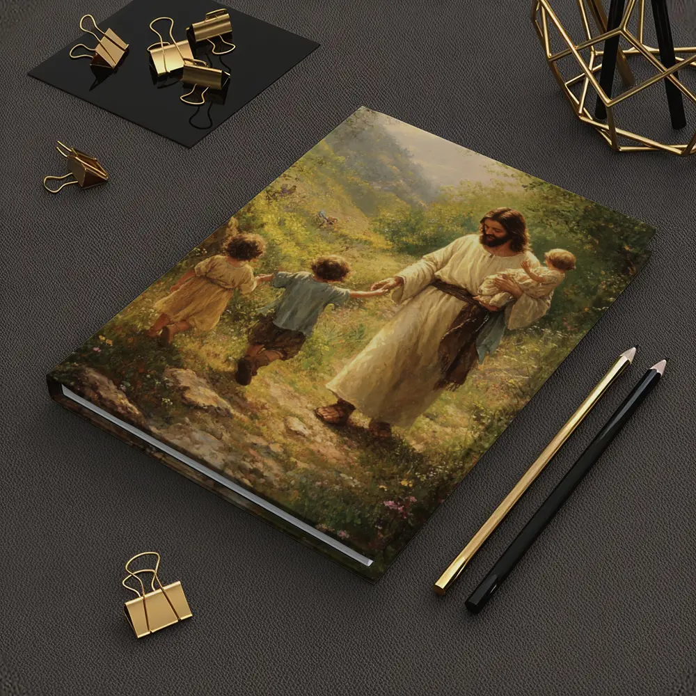 Jesus Walking With Children On Path – Notebooks
