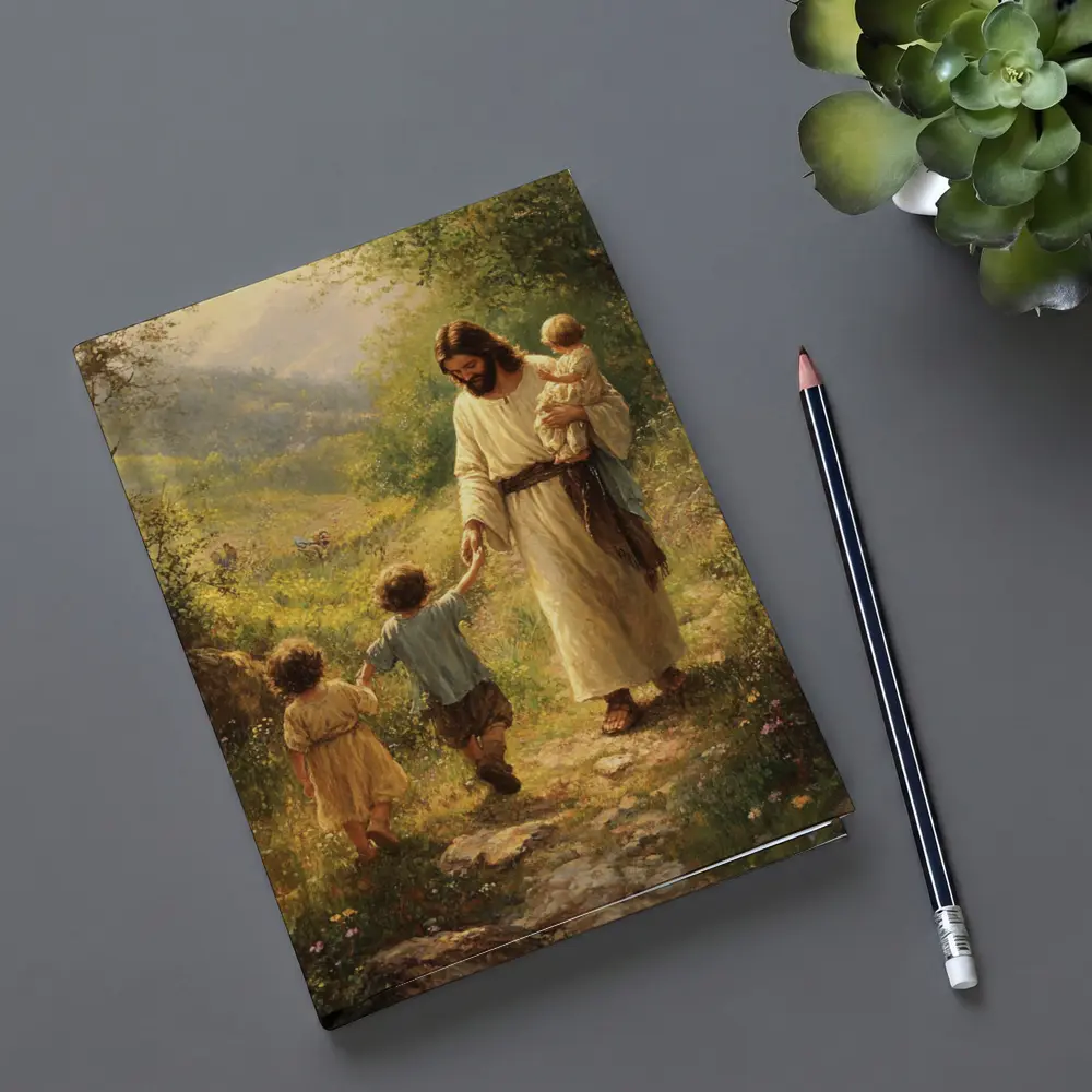 Jesus Walking With Children On Path – Notebooks