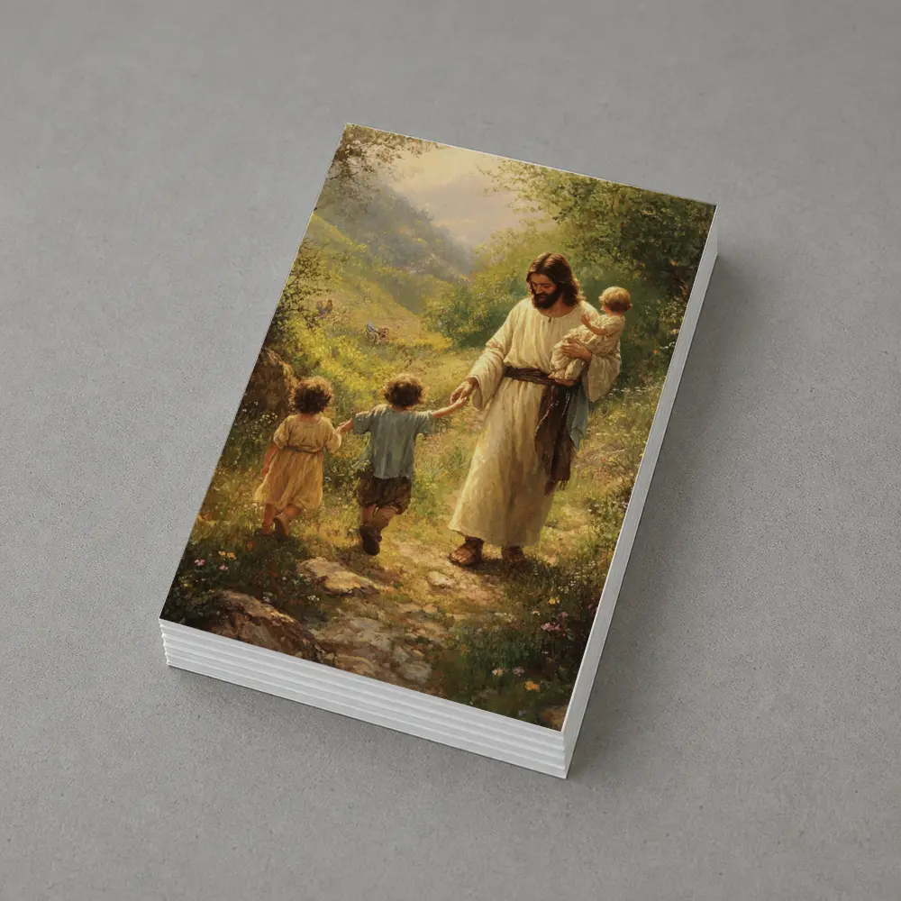 Jesus Walking With Children On Path – Postcards