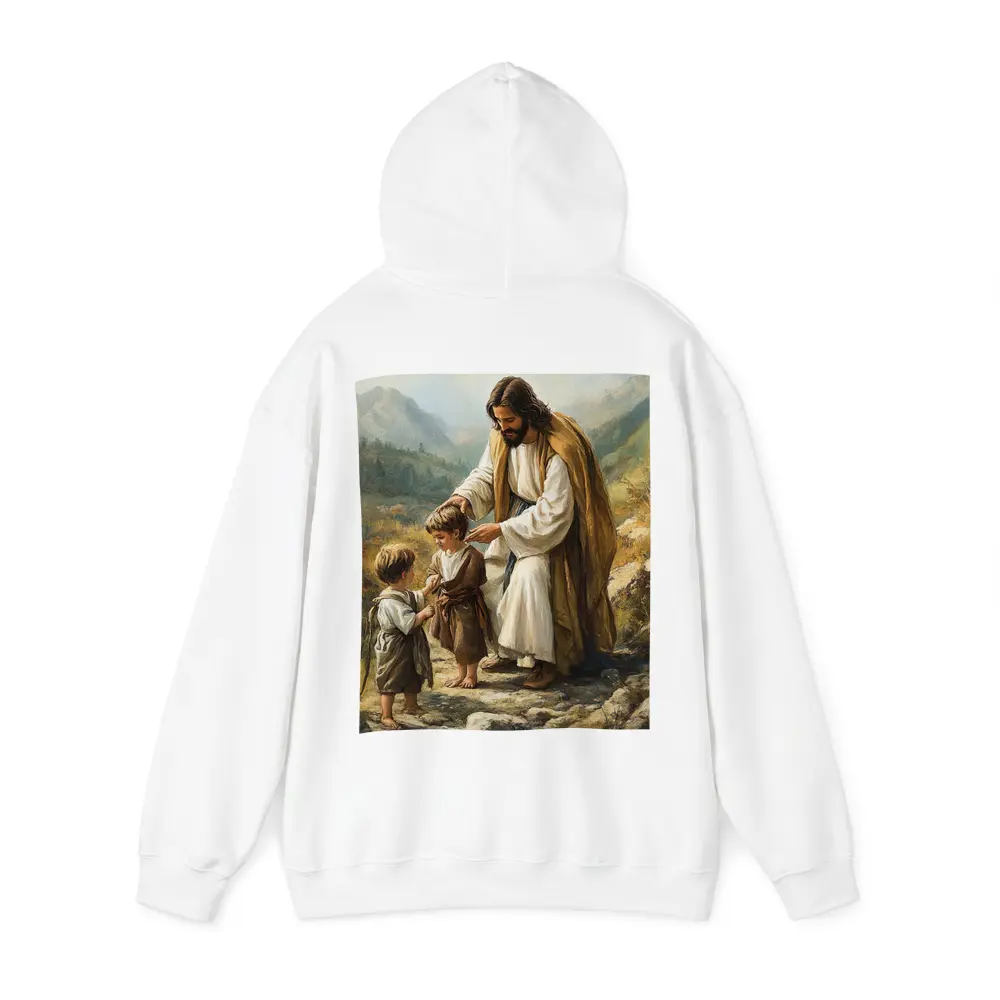 Jesus With Children Mountain Path Oil Painting – Hoodies