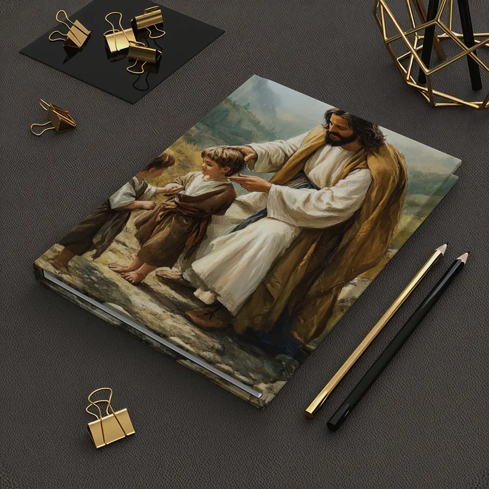Jesus With Children Mountain Path Oil Painting – Notebooks