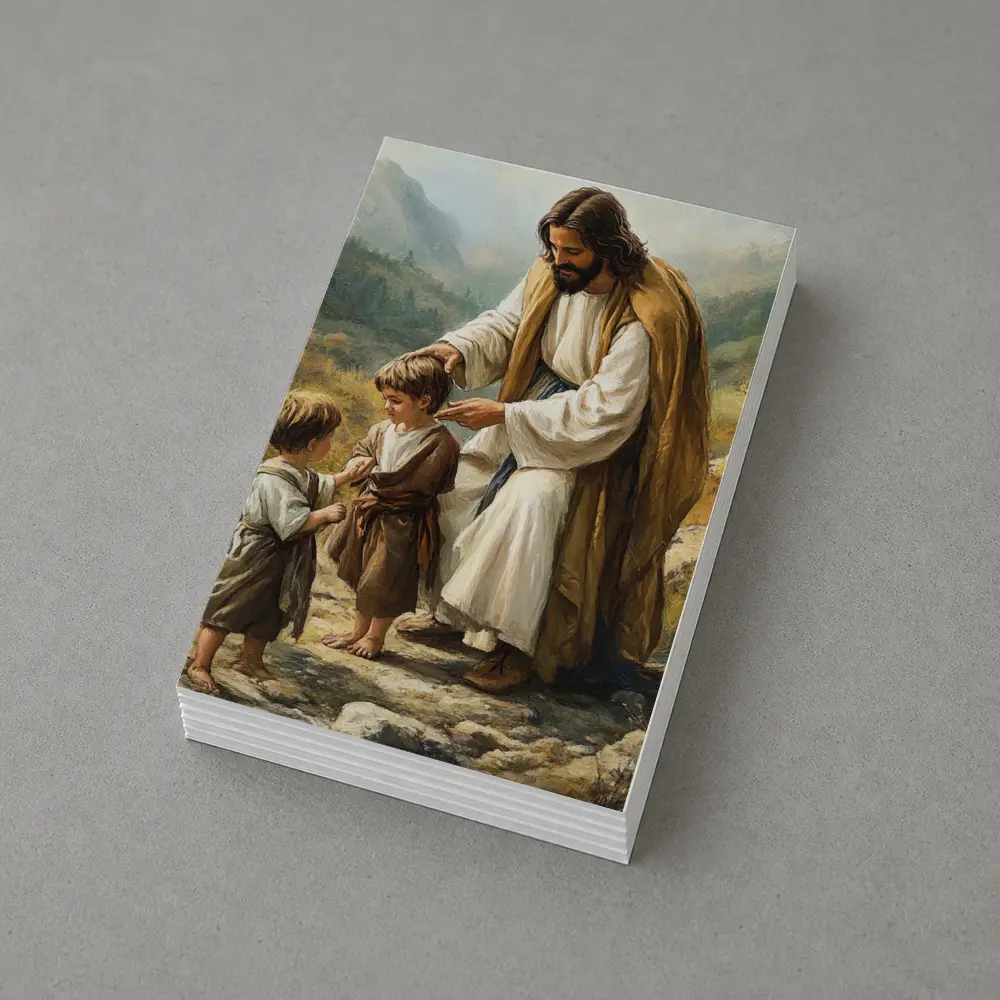 Jesus With Children Mountain Path Oil Painting – Postcards
