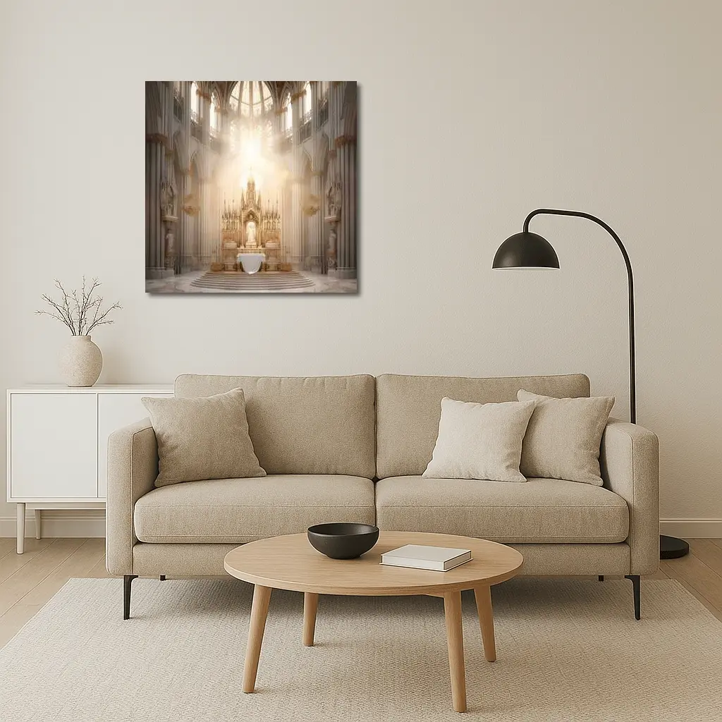 Gothic Cathedral Altar Divine Light Interior – Wall Art