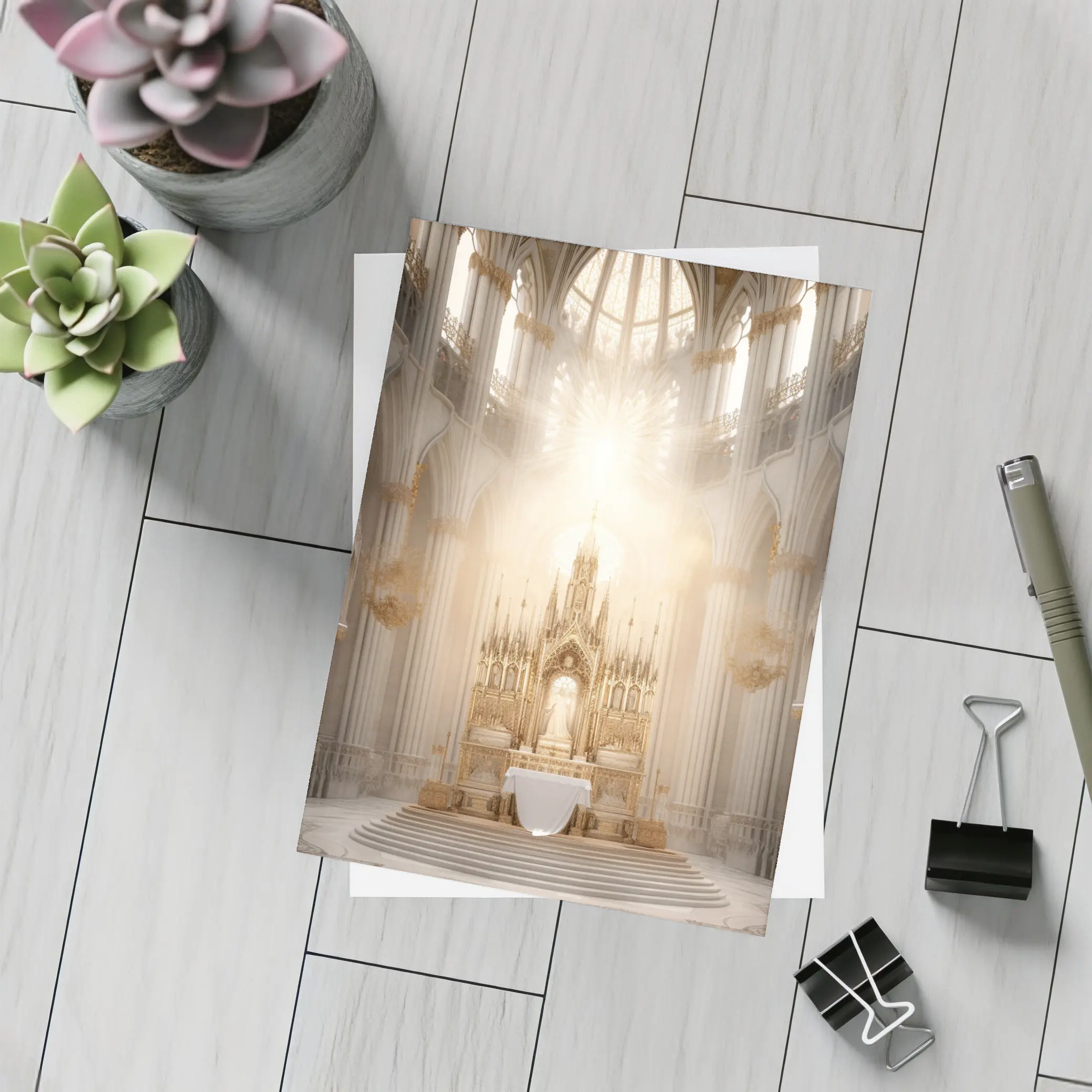Gothic Cathedral Altar Divine Light Interior – Postcards