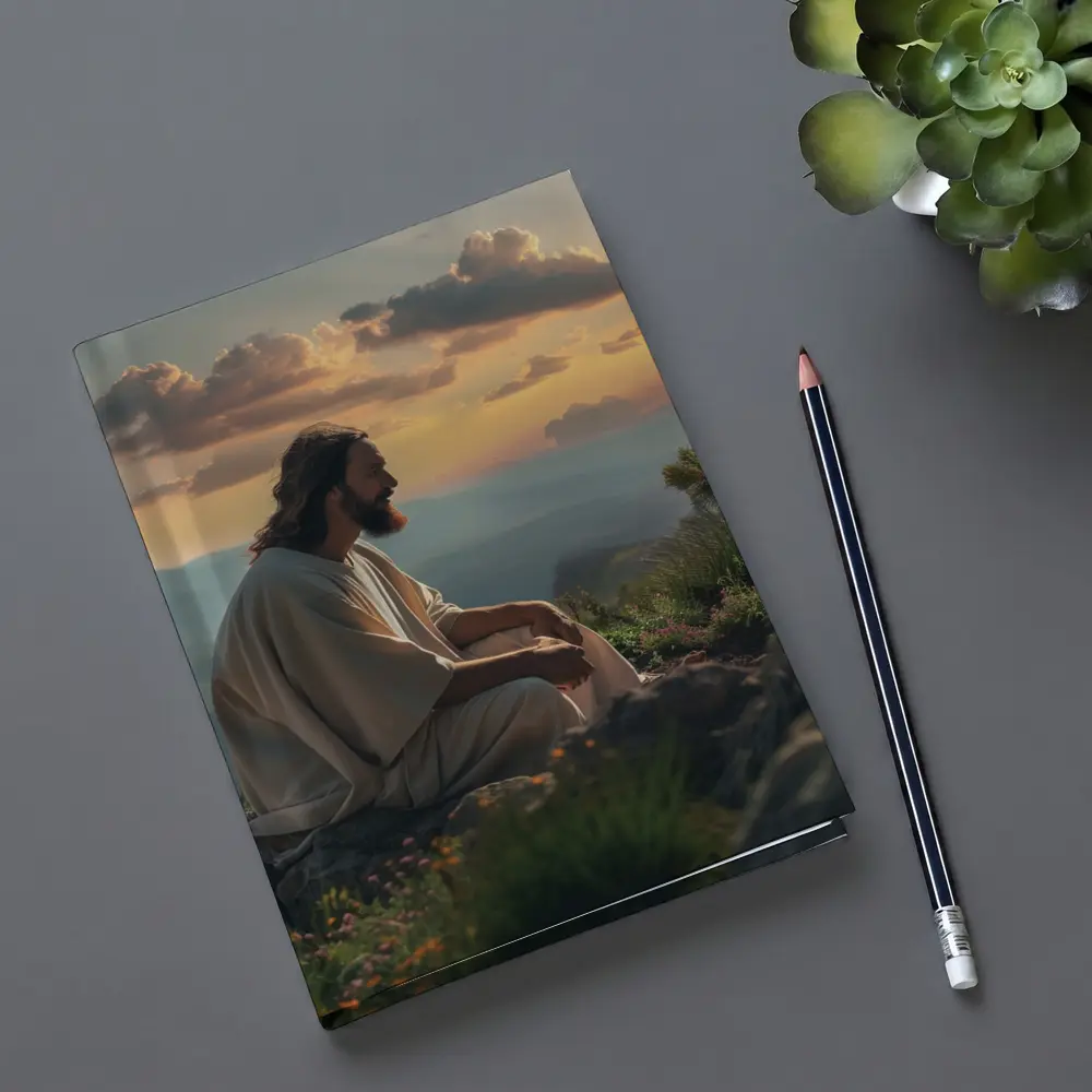Jesus Sitting on Mountain at Sunset – Notebooks