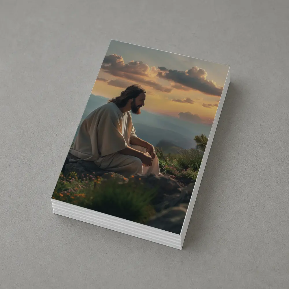Jesus Sitting on Mountain at Sunset – Postcards