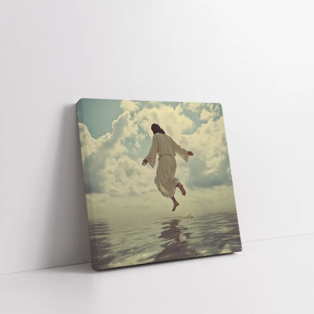 Jesus Rising Above Water Cloudy Sky – Wall Art