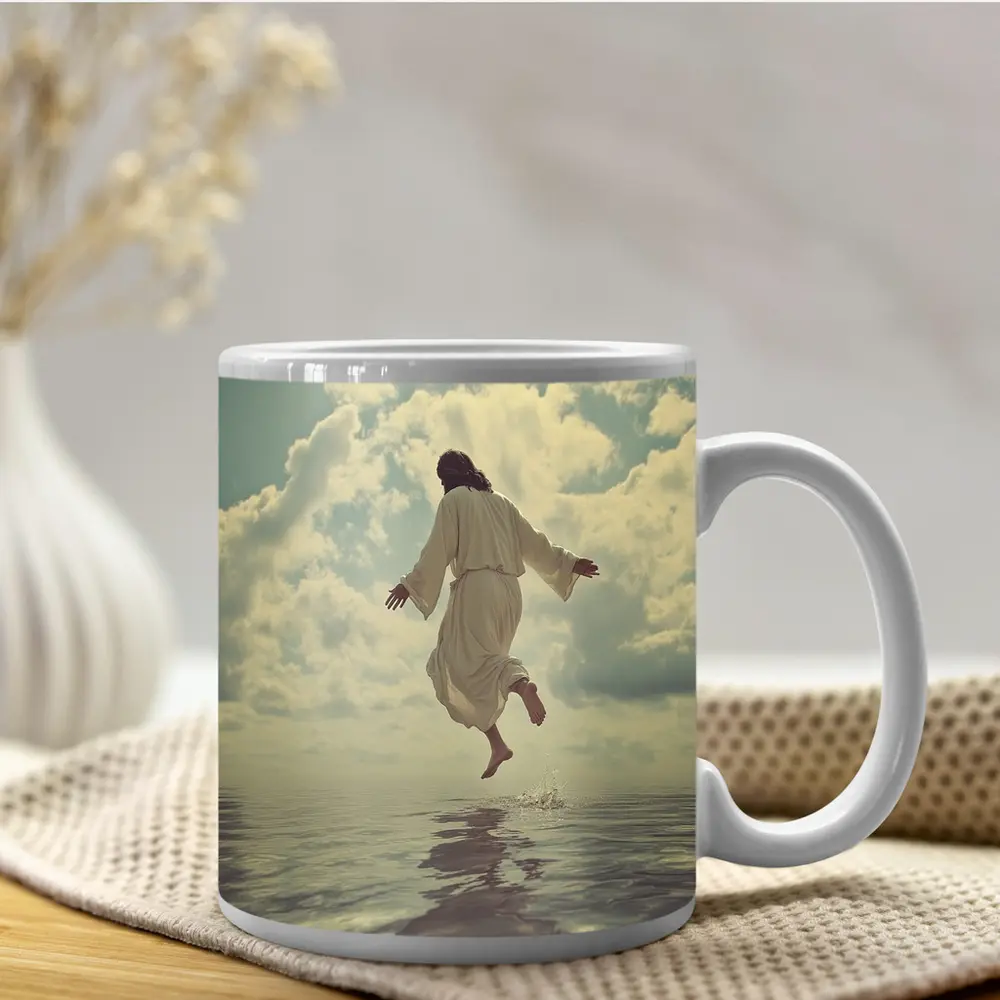 Jesus Rising Above Water Cloudy Sky – Mugs