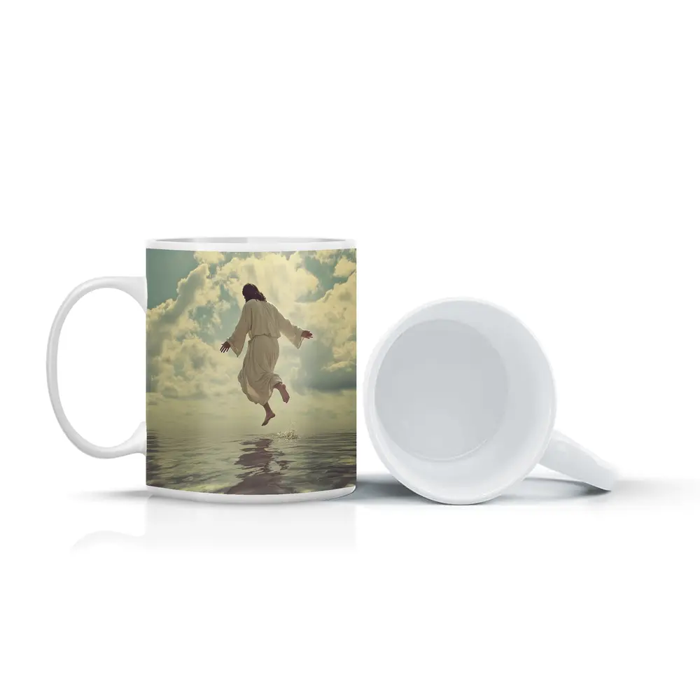 Jesus Rising Above Water Cloudy Sky – Mugs