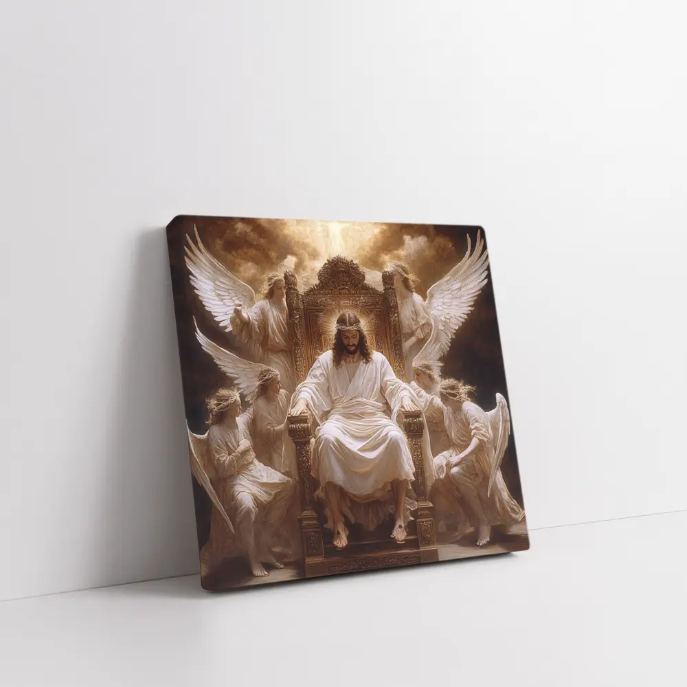 Jesus Christ Enthroned with Angels Religious Art – Wall Art
