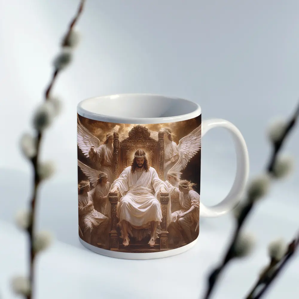 Jesus Christ Enthroned with Angels Religious Art – Mugs