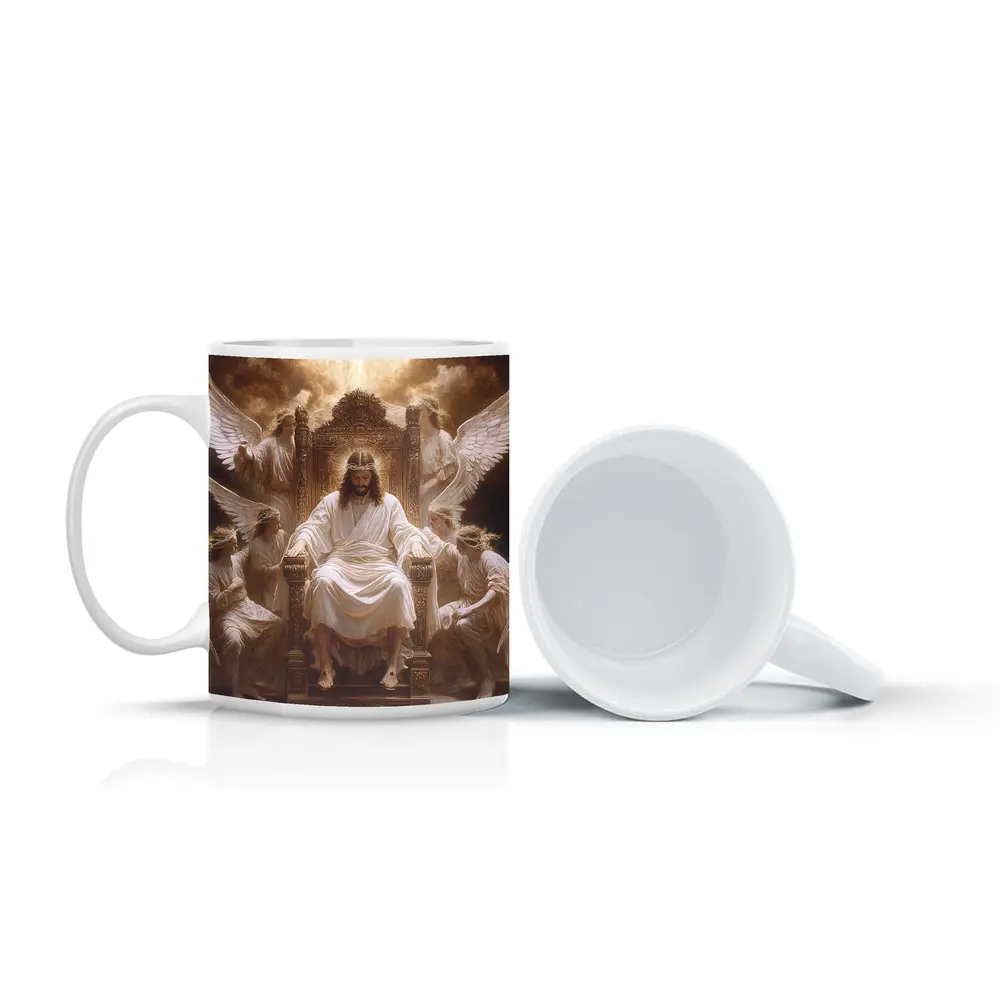 Jesus Christ Enthroned with Angels Religious Art – Mugs