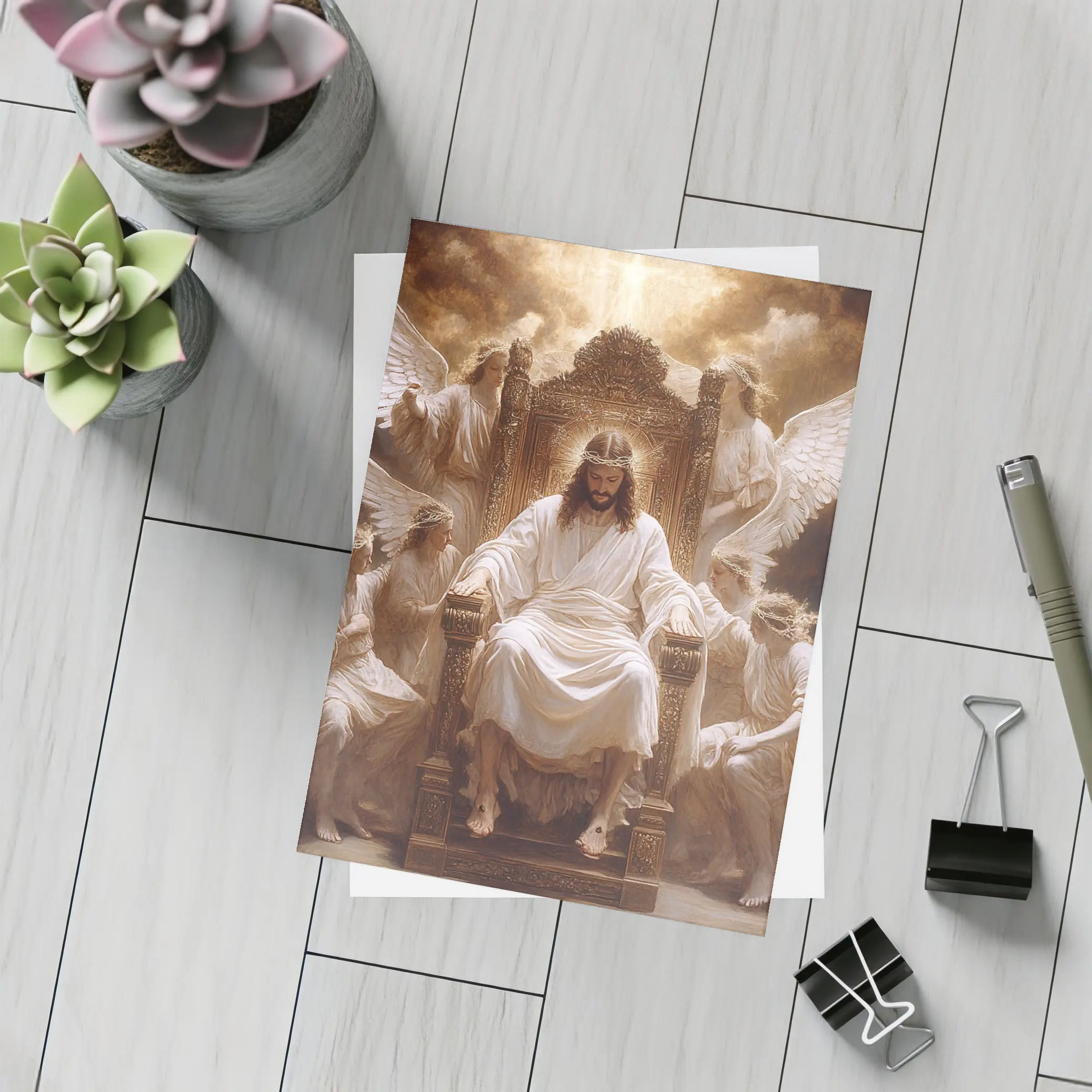 Jesus Christ Enthroned with Angels Religious Art – Postcards