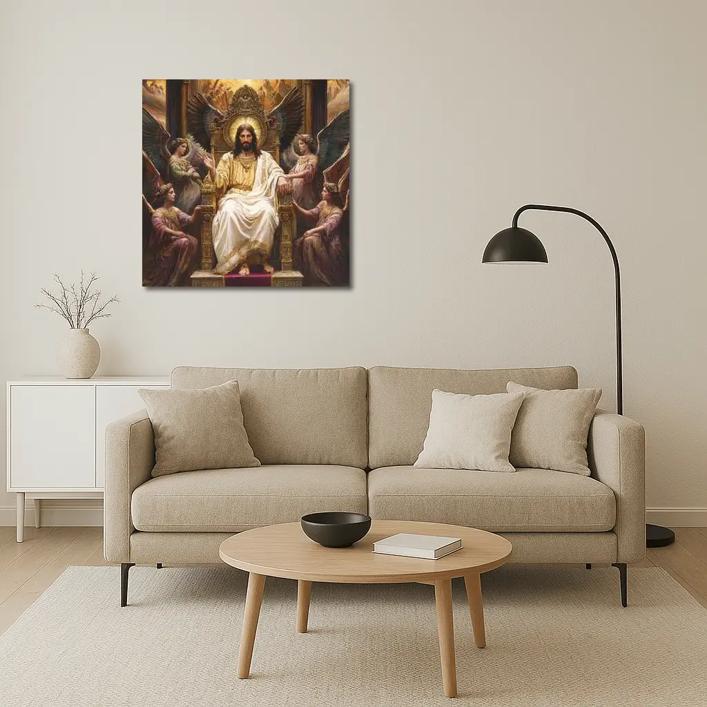 Jesus Christ Enthroned With Angels Painting – Wall Art