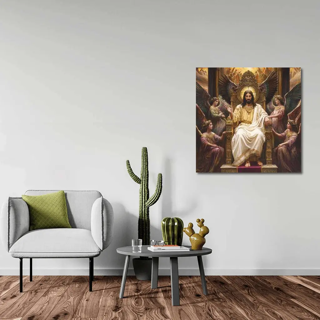 Jesus Christ Enthroned With Angels Painting – Wall Art