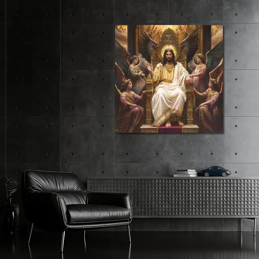 Jesus Christ Enthroned With Angels Painting – Wall Art