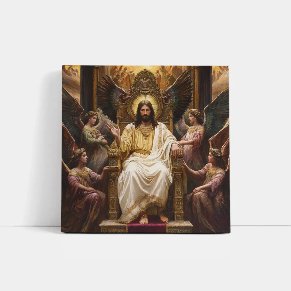 Jesus Christ Enthroned With Angels Painting – Wall Art