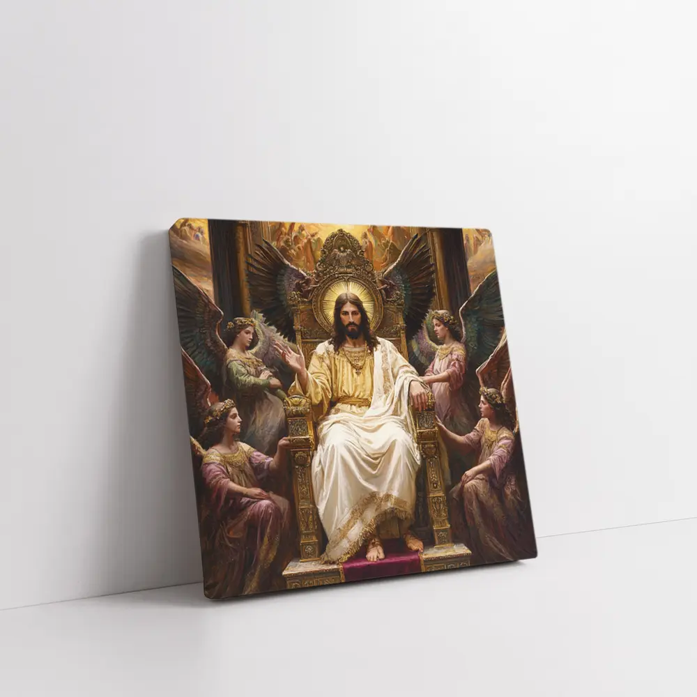 Jesus Christ Enthroned With Angels Painting – Wall Art
