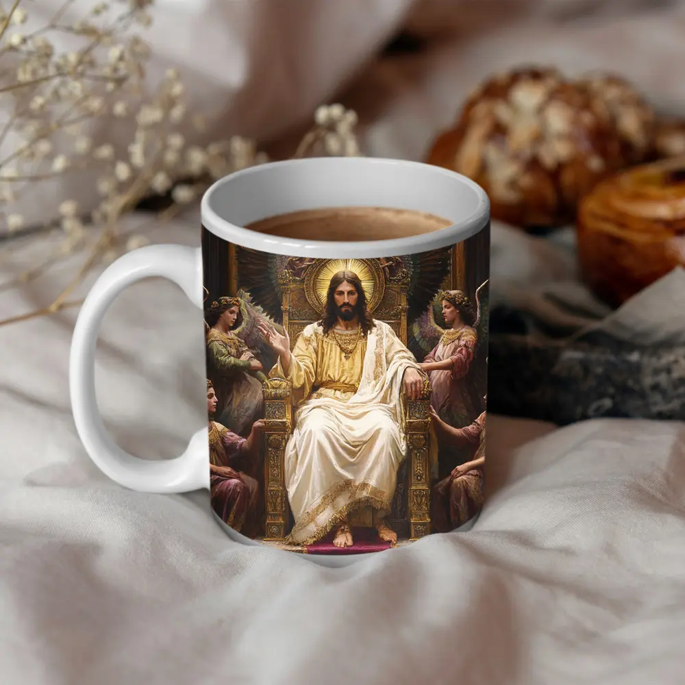 Jesus Christ Enthroned With Angels Painting – Mugs