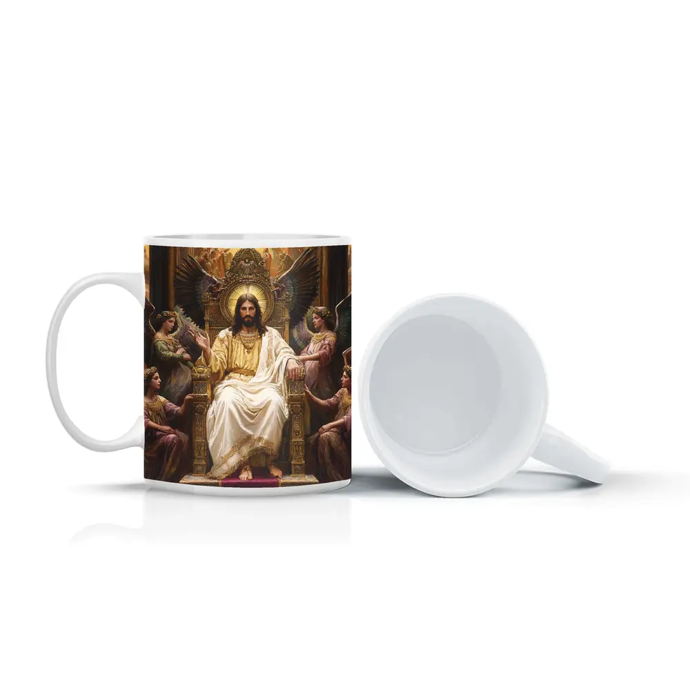 Jesus Christ Enthroned With Angels Painting – Mugs