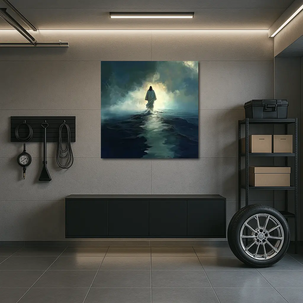 Jesus Walking on Water Stormy Ocean – Wall Art