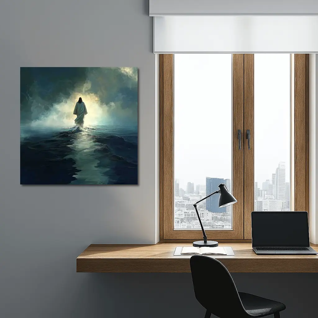 Jesus Walking on Water Stormy Ocean – Wall Art