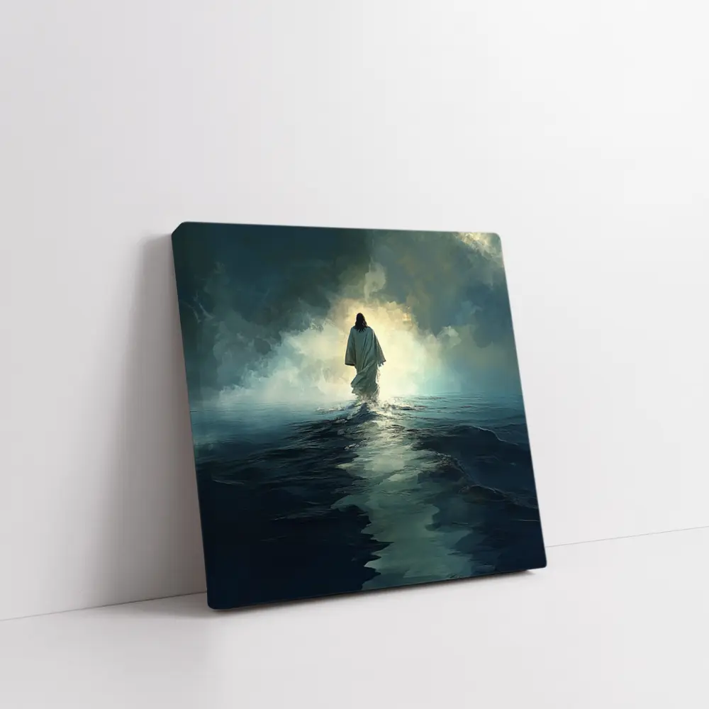 Jesus Walking on Water Stormy Ocean – Wall Art