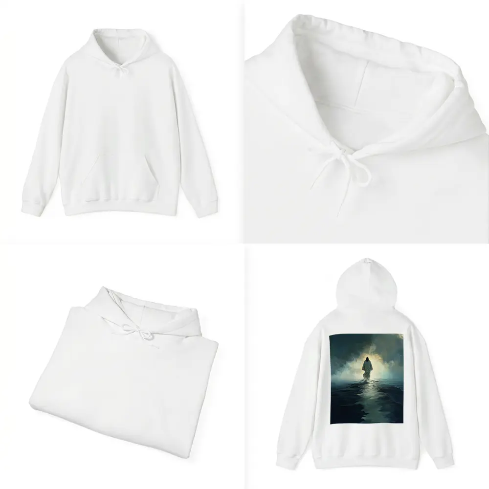 Jesus Walking on Water Stormy Ocean – Hoodies