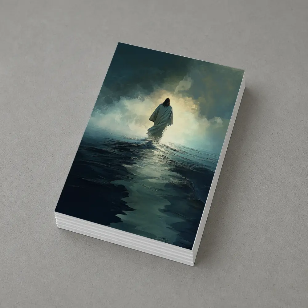 Jesus Walking on Water Stormy Ocean – Postcards
