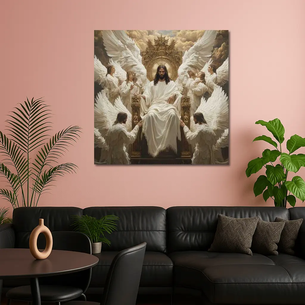 Jesus Christ Enthroned With Angels Gold – Wall Art