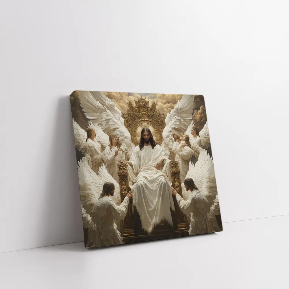 Jesus Christ Enthroned With Angels Gold – Wall Art