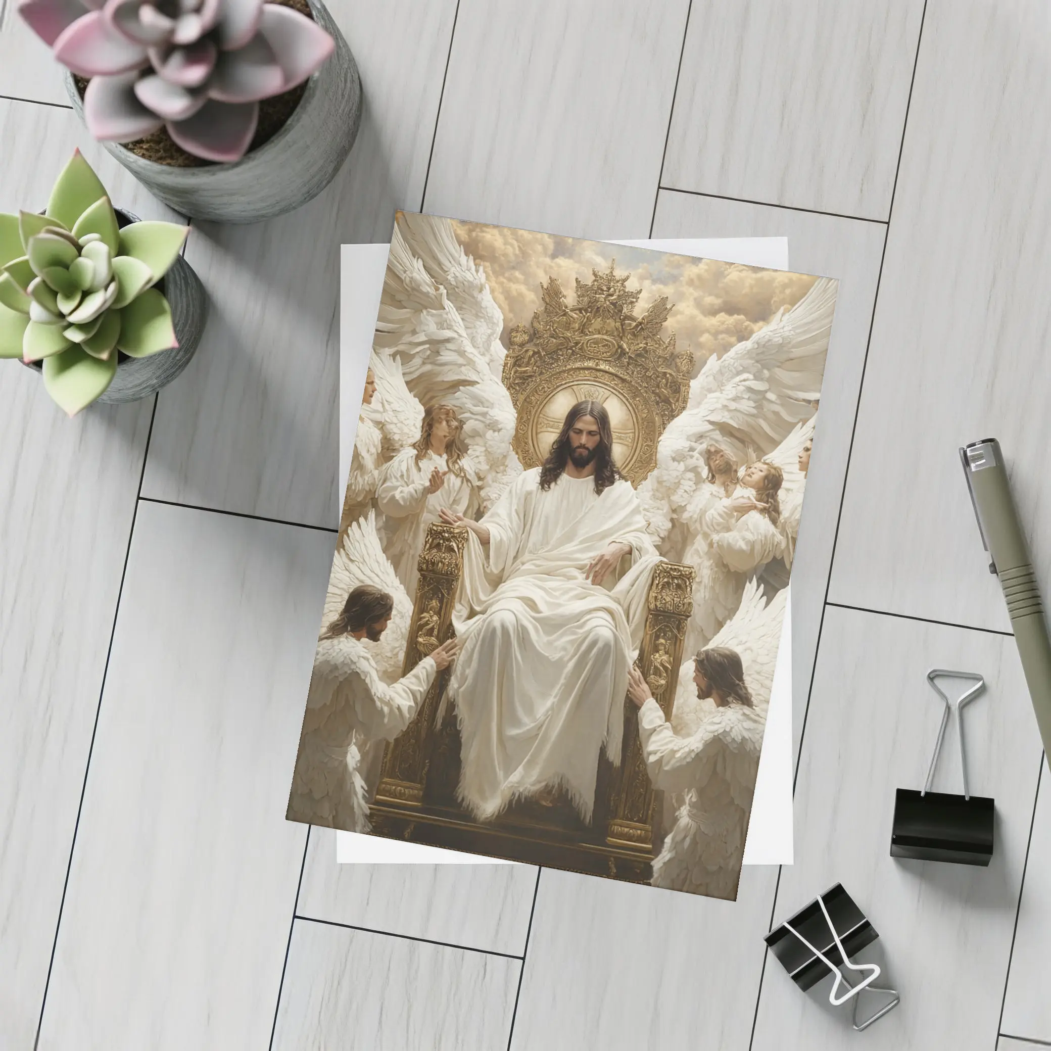Jesus Christ Enthroned With Angels Gold – Postcards