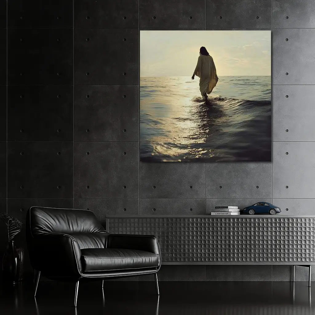 Jesus Walking On Water At Sunset – Wall Art