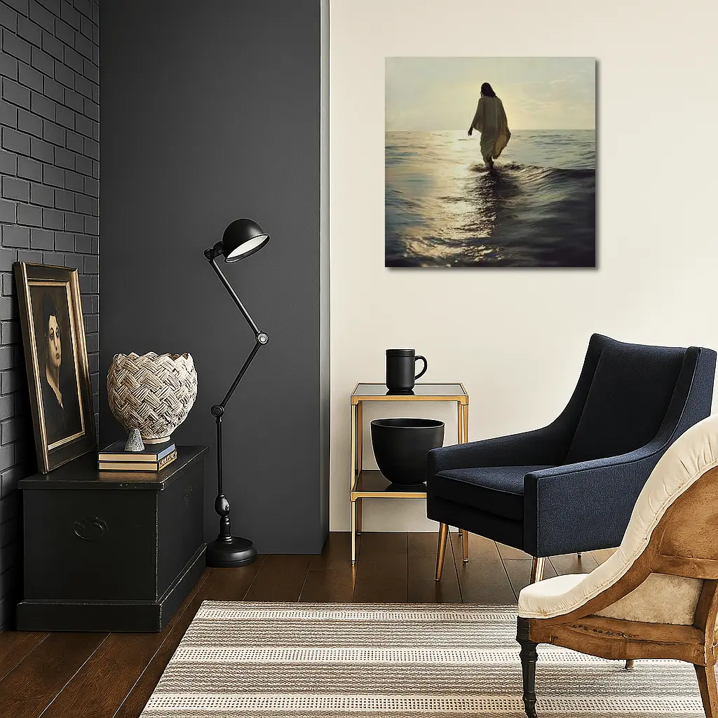 Jesus Walking On Water At Sunset – Wall Art