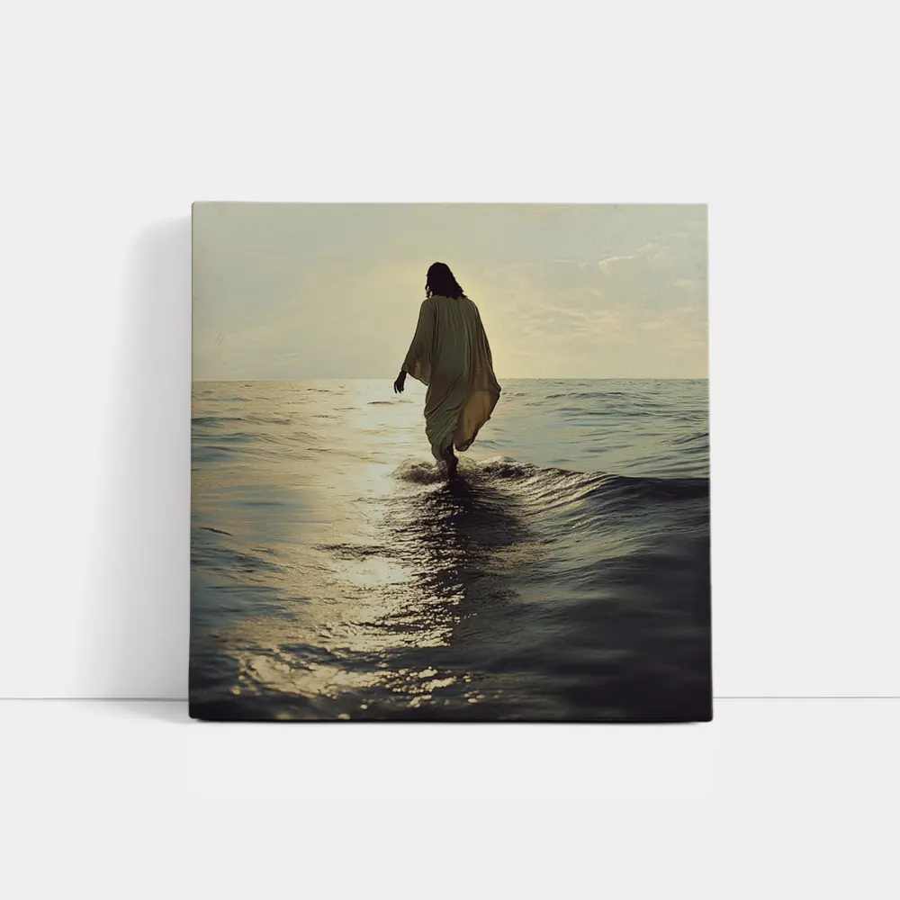 Jesus Walking On Water At Sunset – Wall Art