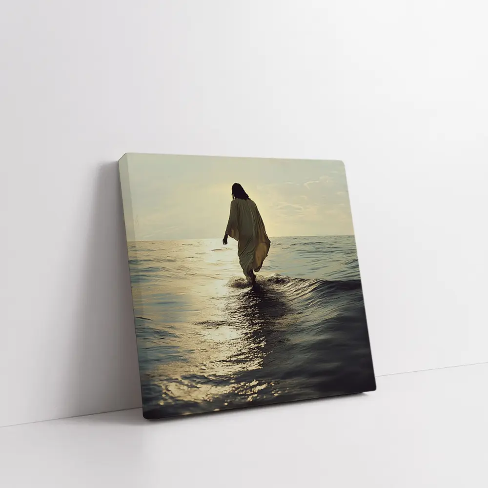 Jesus Walking On Water At Sunset – Wall Art