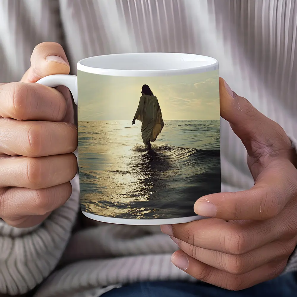 Jesus Walking On Water At Sunset – Mugs