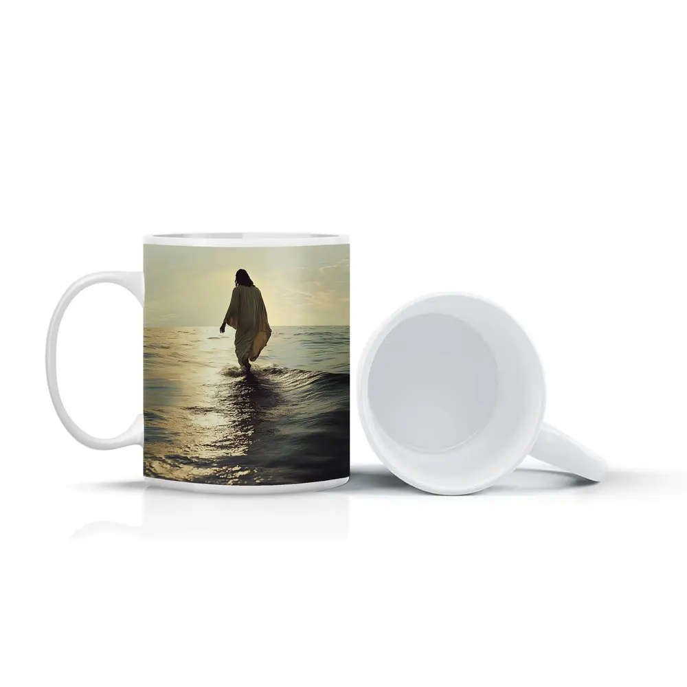 Jesus Walking On Water At Sunset – Mugs