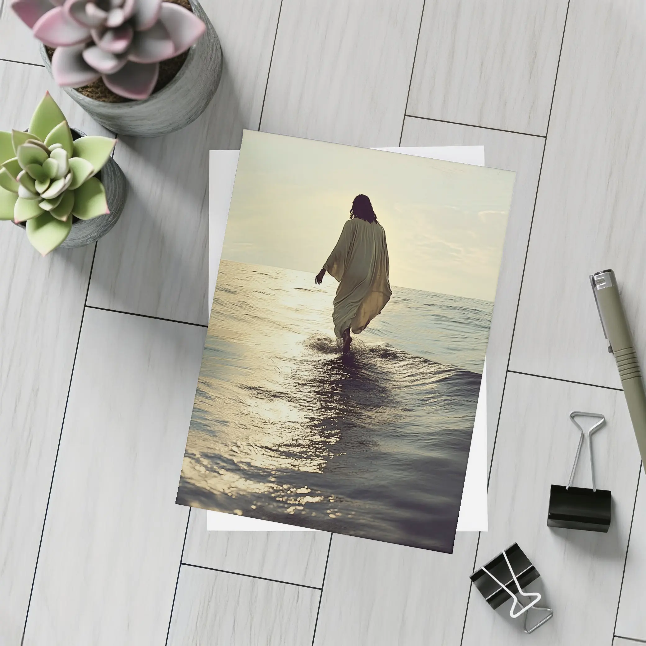Jesus Walking On Water At Sunset – Postcards