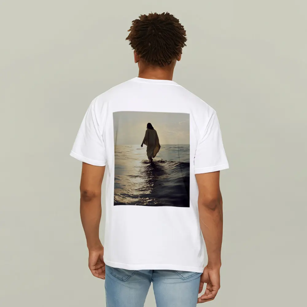 Jesus Walking On Water At Sunset – T-Shirts
