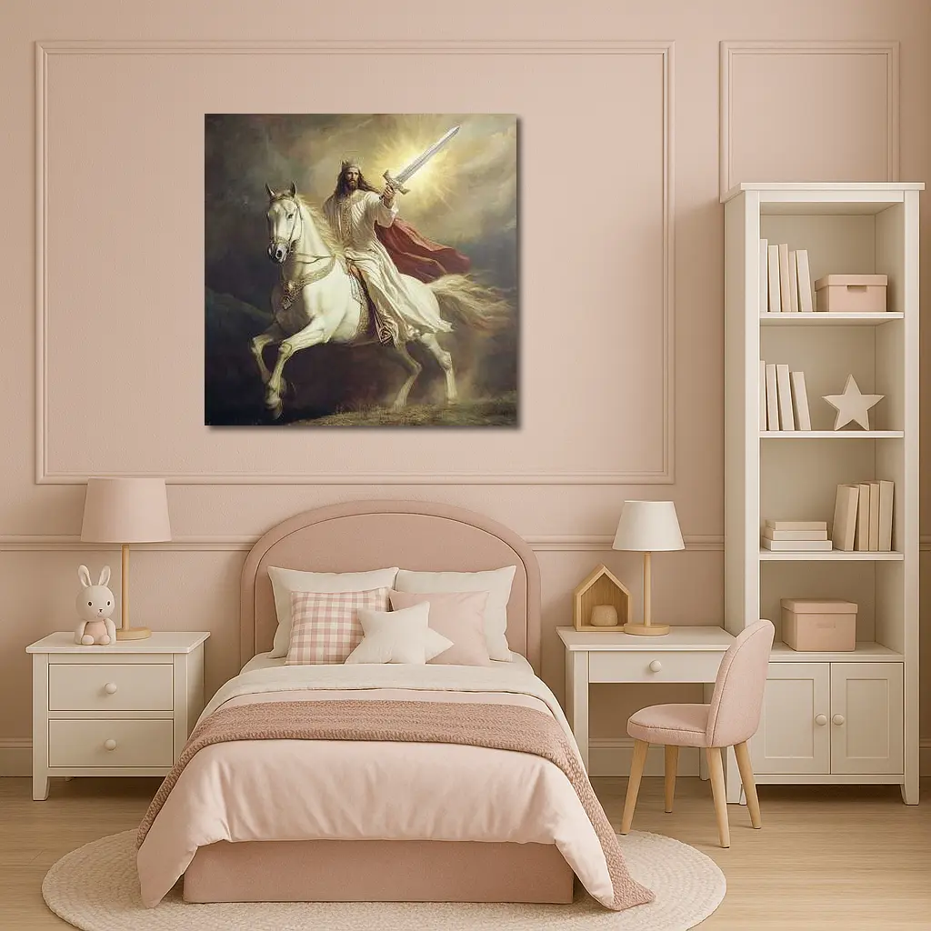 Jesus Christ Riding White Horse With Sword – Wall Art