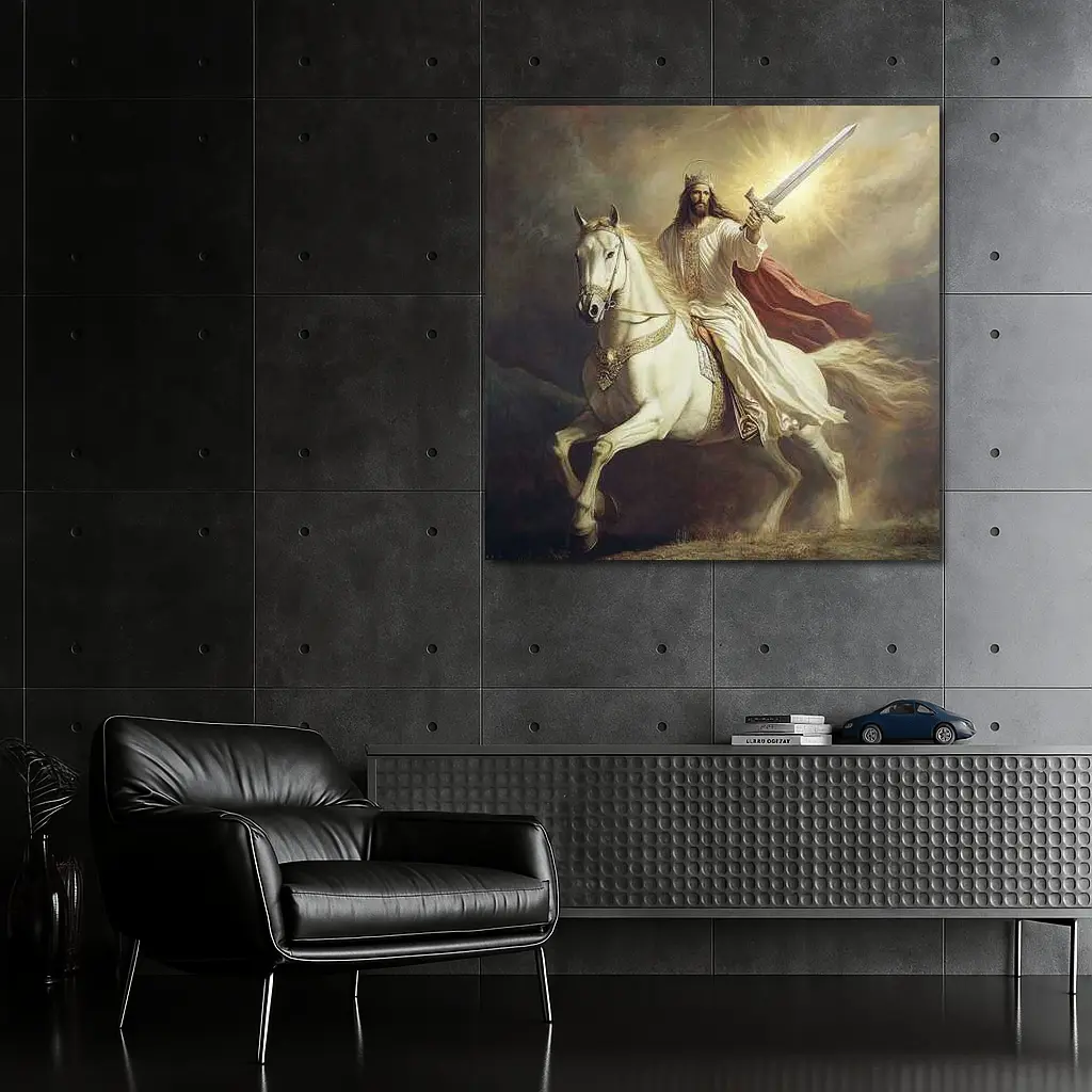 Jesus Christ Riding White Horse With Sword – Wall Art