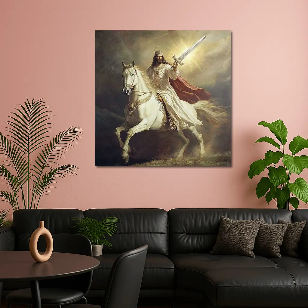 Jesus Christ Riding White Horse With Sword – Wall Art