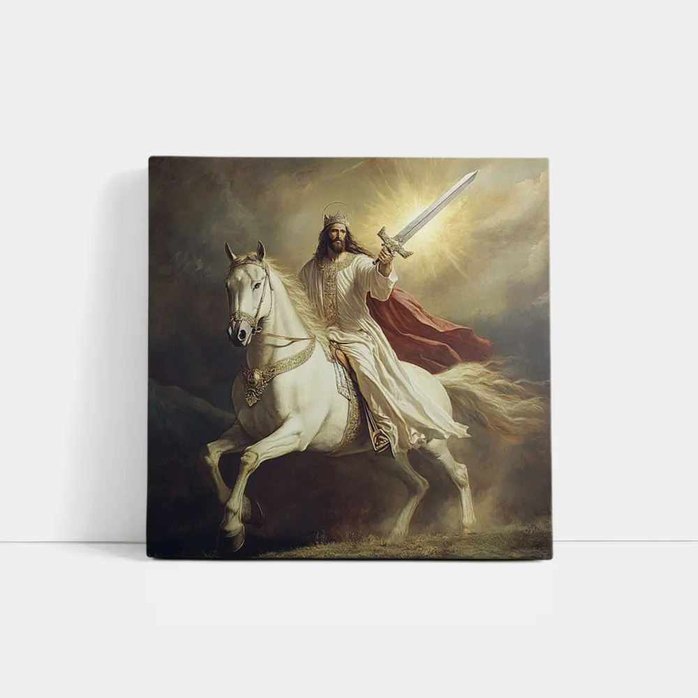 Jesus Christ Riding White Horse With Sword – Wall Art