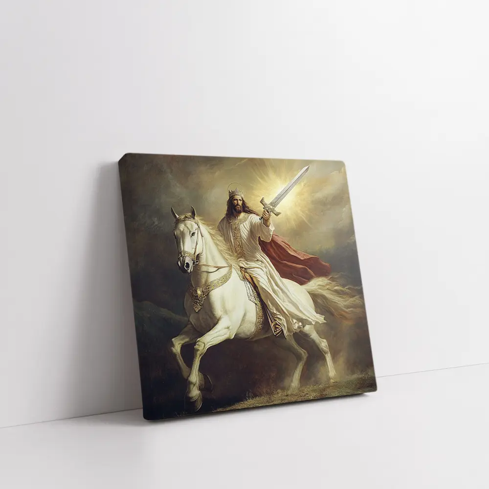 Jesus Christ Riding White Horse With Sword – Wall Art