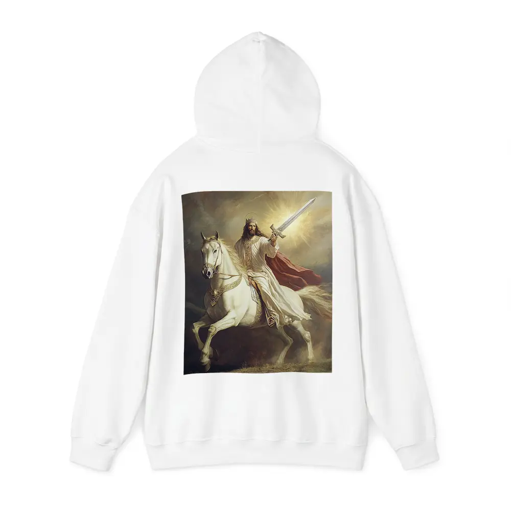 Jesus Christ Riding White Horse With Sword – Hoodies